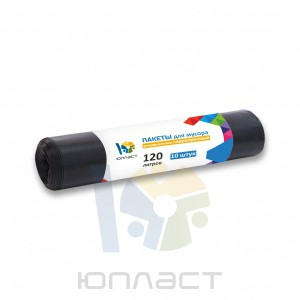 Мешки для мусора 120л 10шт. в рулоне 70х110см универсальные сверхпрочные 16мкм ПНД Юпласт ЮХО32953