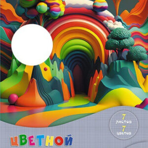 Картон цветной 7 листов 7 цветов А4 двухсторонний, мелованный, Яркая картина С0260-14