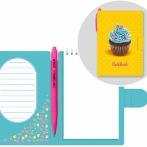 Блокнот А6 50 листов Lamark Sweet Caramel + автоматическая ручка Oilpen, гребень 128/030331