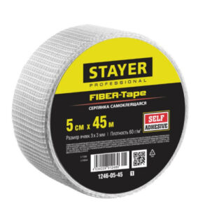 Серпянка самоклеящаяся 50ммх45м, 3х3мм, Fiber-Tape Professional Stayer 1246-05-45