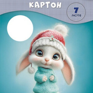 Картон белый 7 листов А4 двухсторонний, мелованный, Милый зайчонок С0261-30