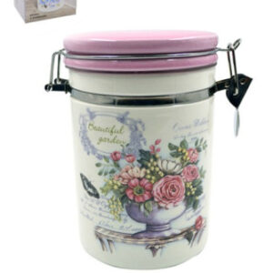 Банка для сыпучих керамическая (доломит) с клипсой 825мл Beautiful garden, в п/у Lavenir HC810-K48
