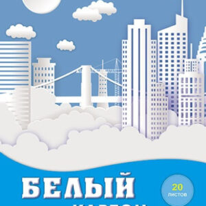 Картон белый 20 листов А4 Город, в папке С2621-07