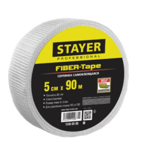 Серпянка самоклеящаяся 50ммх90м, 3х3мм, Fiber-Tape Professional Stayer 1246-05-90