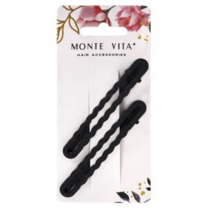Заколки для волос Monte Vita набор 2шт. на зажиме, черные soft touch, 8см 457087
