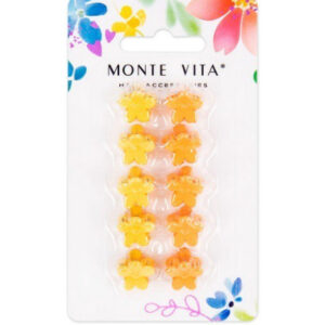Крабы для волос Monte Vita набор 10шт. Soft touch, цветочки оранжевые/желтые, 1,5см 457027
