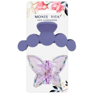 Крабы для волос Monte Vita набор 2шт. Soft touch, глянцевый/фиолетовый, 7см/10см 457033