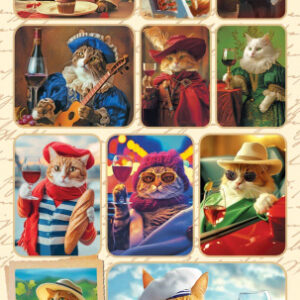 Наклейки (21 глиттер) Коты и вино НГ-2044
