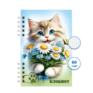 Блокнот А6 80 листов Кошки 4, гребень БГ80/10-4