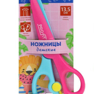 Ножницы 13,5 см детские Лев, розово-голубые НЖ-1156
