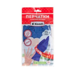 Перчатки резиновые (латексные) прочные размер "XL", синие Komfi HB004G