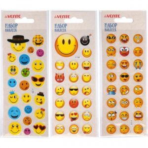 Наклейки объемные 7х17см Emoji, 3 дизайна 8004199