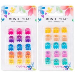 Крабы для волос Monte Vita набор 15шт. глянцевые ассорти, 0,8см 457028