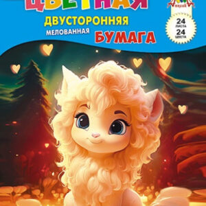 Бумага цветная 24 листа 24 цвета двухсторонняя мелованная Малышка С9598-33