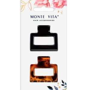 Крабы для волос Monte Vita набор 2шт. глянцевые черный/черепаховый, 3,8см 457010