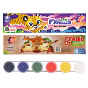 Гуашь 6 цветов Луч Zoo мини, по 15мл, блок-тара 19С 1250-08