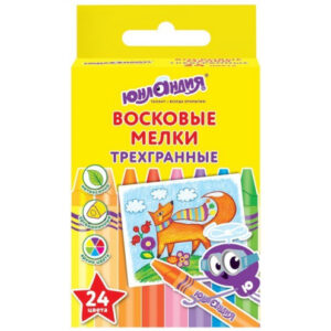 Мелки восковые 24 цвета Юнландия Юнландик и Мудрый лис, трехгранные 227291
