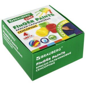 Краски пальчиковые 4 цвета 40мл Brauberg Kids, сенсорные 192280