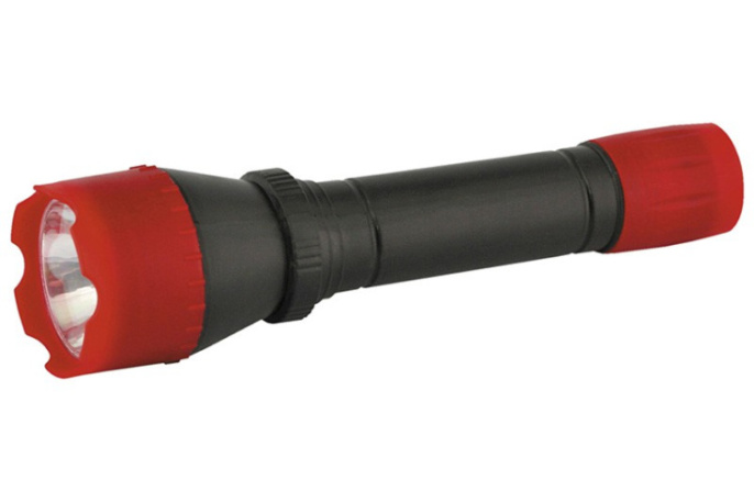 Фонарь на батарейках светодиодный 1LED красный (ААх2) Ultraflash 6102-ТН