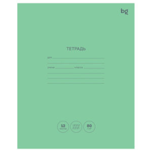 Тетрадь 12 листов косая линейка BG Зеленая Green Colour Т5ск12 55476