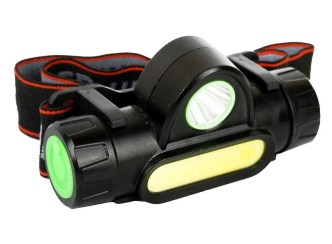 Фонарь налобный аккумуляторный светодиодный XPE + СОВ LED, 2 режима работы, диммер, магнит, черный Ultraflash LEDE1340