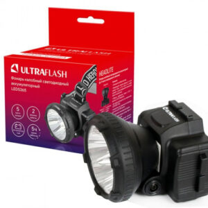 Фонарь налобный аккумуляторный светодиодный 5LED, 2 режима работы, черный Ultraflash LED5365