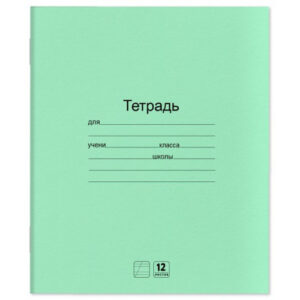 Тетрадь 12 листов косая линейка зеленая 106748