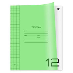 Тетрадь 12 листов клетка BG Unitone Neon, пластиковая обложка салатовый Т5СК12_ПЛ 08896