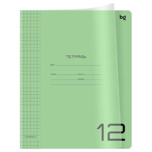 Тетрадь 12 листов клетка BG Unitone Green, пластиковая обложка Т5СК12_ПЛ 08899