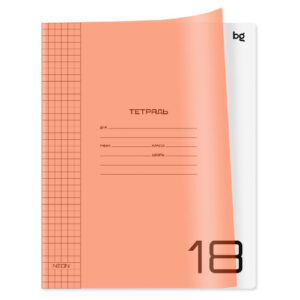 Тетрадь 18 листов клетка BG Unitone Neon, пластиковая обложка, оранжевый Т5СК18_ПЛ 06112