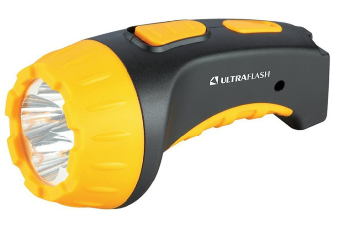Фонарь аккумуляторный светодиодный 4LED черный/желтый Ultraflash 3804