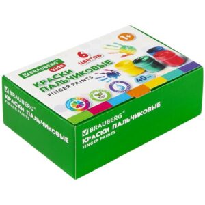 Краски пальчиковые 6 цветов 40мл Brauberg Kids Классика 192396