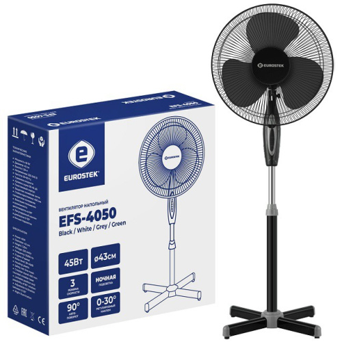 Вентилятор напольный, черный Eurostek EFS-4050 Black