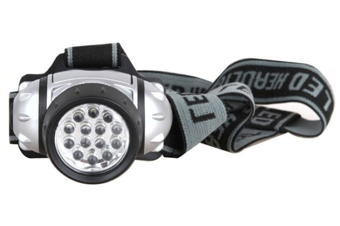 Фонарь налобный на батарейках светодиодный 14LED металлик (АААх3) Ultraflash LED5352