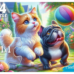 Пазлы 24 элемента Макси Кот и щенок с мячом УК24-0210