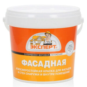 Краска водно-дисперсионная латексная фасадная супербелая матовая 1,3кг Эксперт