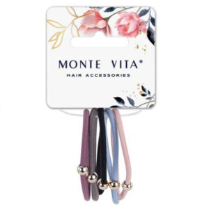 Резинки для волос Monte Vita набор 5шт. с бусинкой, 0,3х14см, черный/фиолетовый/бежевый 457042