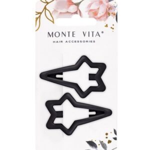 Заколки для волос Monte Vita набор 2шт. клик-клак, черные soft touch, 5,5см 457081