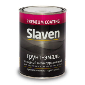 Грунт-эмаль "Slaven" быстросохнущий антикор. черный 0,5кг Р14858