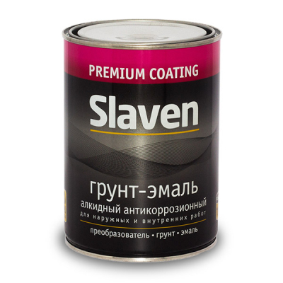 Грунт-эмаль "Slaven" быстросохнущий антикор. черный 0,5кг Р14858