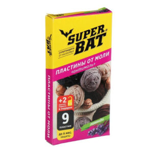 Пластины от моли набор 9шт. + 2 крючка, лаванда SuperBAT 03-001