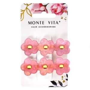 Заколки для волос Monte Vita набор 2шт. на зажиме с декором, розовые, 6см 457097
