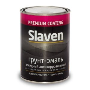 Грунт-эмаль "Slaven" быстросохнущий антикор. серый 0,5кг Р14859