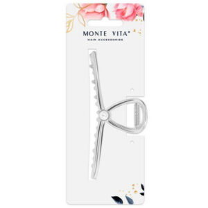 Краб для волос Monte Vita с жемчужинкой, серебристый, 11см 457017