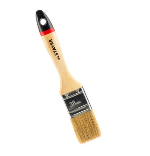 Кисть плоская Euro 38мм, 1,5", натуральная щетина, деревянная ручка Stayer 0102-038