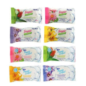 Салфетки влажные Tropic Cocktail 15шт. освежающие Aura 865930