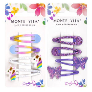 Заколки для волос Monte Vita набор 4шт. клик-клак, с декоративными элементами ассорти, 5см 457090