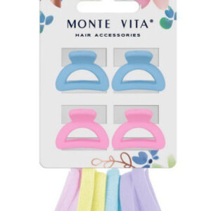 Набор для волос Monte Vita 12шт. 8 резинок + 4 краба, пастельные цвета 457034