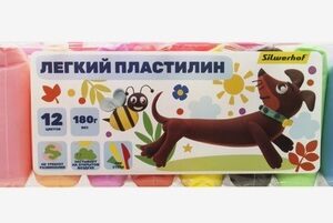 Пластилин 12 цветов Супер легкий Silwerhof Веселые друзья, 15г, 3 стека 1849060