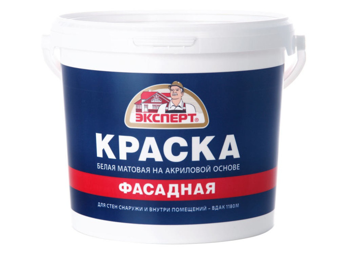 Краска водно-дисперсионная акриловая фасадная белая матовая 7кг -30С° Эксперт